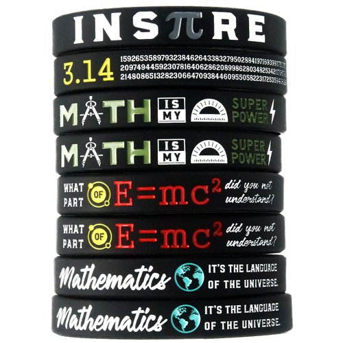 Giftphoria Assorted Math Bracelets (12pcs) - Math Gifts in Bulk for Students and Teachers - Educational Party Favors, Classroom Prizes and Awards for Math Graduates, Mathletes and Math Lovers