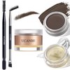 UCANBE Waterproof Eyebrow Gel + Eyebrow Styling Wax 2 in 1 Makeup Kit with 2 Pcs Dual-ended Adjustable Freely Eyebrow Brush Makeup Long Lasting Eyebrows (04 Gel/Black Brown Pomade, Standard)