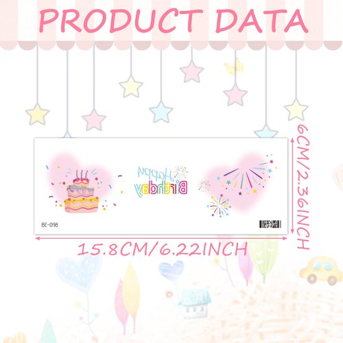 Fssqii 12 Sheets Birthday Face Temporary Tattoos for Children Girls Cute Pink Freckle Waterproof Birthday Eye Makeup Fake Tattoo Stickers Kids Women Gifts for Birthday Party Decoration Favors Supplies