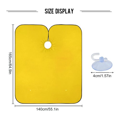 WELLDAY Hair Cutting Cape for Men, Plain Yellow Solid Color Barber Cape Adjustable Neck Size Professional Salon Cape