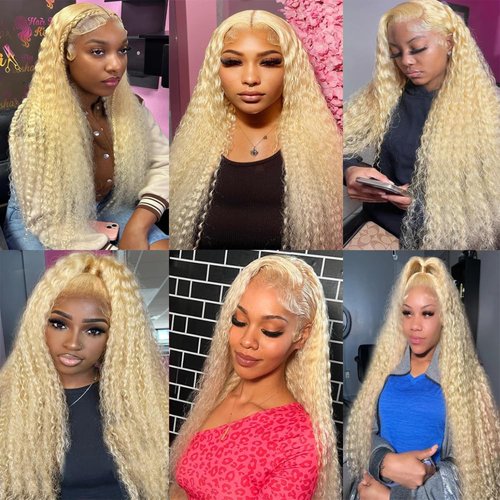 613 Human Hair Bundles Blonde Kinky Curly Human Hair Bundles Brazilian Virgin Remy Hair Extensions Double Weft Double Weft Blonde Human Hair Bundles 613 Kinky Curly Bundles 16 16 16 inch