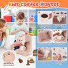 Kids Coffee Maker with Coffee Cups Toy Coffee Maker for Kids Kitchen Playset Gifts Set Toddler Coffee Playset with Lights and Sound Play Coffee Maker Set for Kids Tea Playset