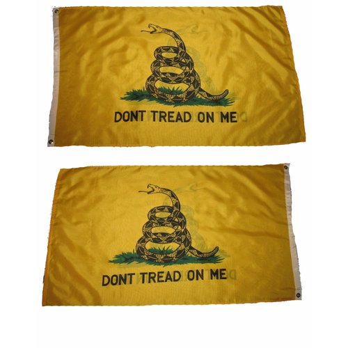 3x5 Gadsden Don't Tread on me Yellow Snake Double Sided 2 Faced 2-ply Nylon Polyester Wind Resistant Flag 3x5ft gift set includes lapel pin and military grade flag clips
