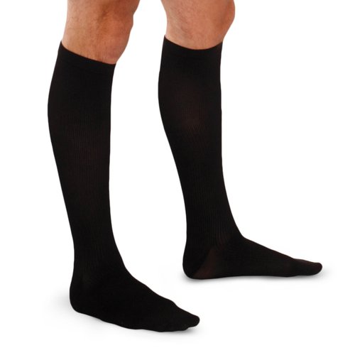 THERAFIRM Men's Trouser Socks - 20-30mmHg Moderate Compression Dress Socks (Black, Medium)