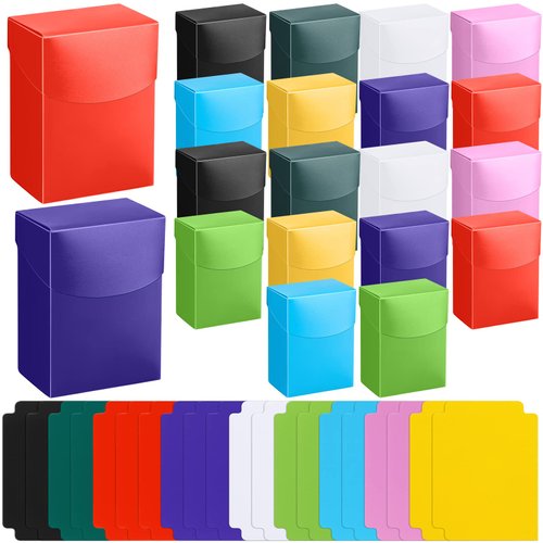 40 Pieces Deck Cards Boxes with Dividers Include 20 Trading Card Deck Cases with 20 Dividers Card Games Storage Organizer Cases for Trading Games Family Card Game Party Games Supplies