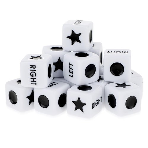DSLSQD 16 Pcs Left Right and Center Dice, 16mm Standard Size 6 Sided Left and Right and Center Dice Game for Left Right Center Game Dice Games Accessorie