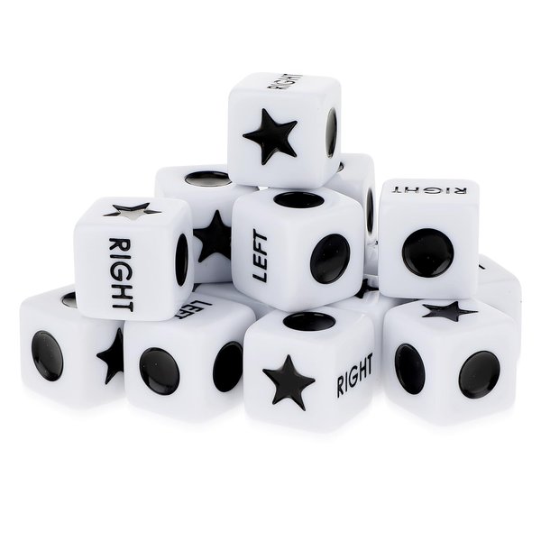 DSLSQD 16 Pcs Left Right and Center Dice, 16mm Standard Size 6 Sided Left and Right and Center Dice Game for Left Right Center Game Dice Games Accessorie