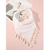 SHENHE Women's Tassel Trim Hair Scarf Headband Eyelet Fringe Triangle Bandana Kerchief White One-Size