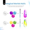 Beetles Summer Blooming Gel Nail Polish, 6 Colors White Hot Pink Green Blue Purple Blooming Gel Polish for Spreading Effect Marble Natural Stone Watercolor Floral Print with 2 Nail Art Brushes