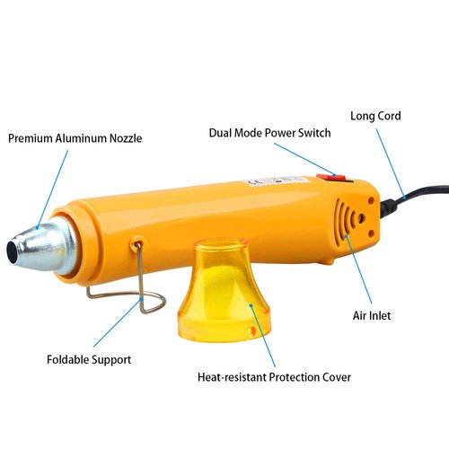 New Power Adjustable Mini Heat Gun, Tomorotec up to 660 F Handheld Electric Hot Air Gun 350W Portable Heat Gun for Epoxy Resin, DIY Craft Embossing, Shrink Wrapping PVC, Drying Paint, Clay
