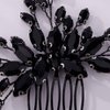 Kercisbeauty Black Rhinestones Beads Hair Comb Side Hair Pieces for Wedding Brides Bridesmaid Women Handmade Jewelry