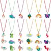 SOTOGO 24 Pieces Girls Necklaces and Rings Set Colorful Gift Party Favors Friendship Pretend Dress up Play Jewelry for Kids Child Toddler, Clever Style