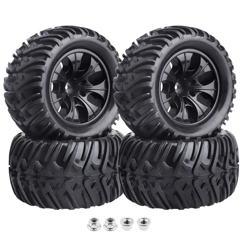 4pcs HobbyPark Height 4.92" (125mm) 12mm Hex RC Truck Wheels and Tires Set for Traxxas Redcat 1/10 Scale RC Truck Monster fit 2S 3S 4S Brushless Models