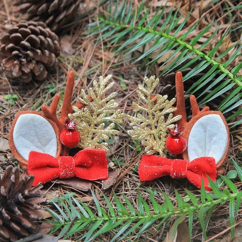 Christmas Antler Hair Clips Christmas Red Bow Gold Hair Clip for Women Christmas Brown Ears Hair Clips Christmas Hairband Christmas Hairpins Hair Clips Christmas Clips Hair Clips Accessories 1Pack