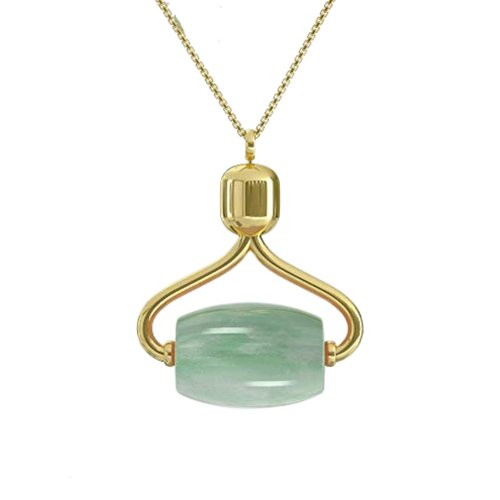 Alana Mitchell Jade Face Roller Necklace – Jade Roller for Face, Neck & Eyes – Bring Anywhere Face Roller Skin Care Tools – 100% Authentic Jade Massage Roller – Self Care Facial Roller Necklace