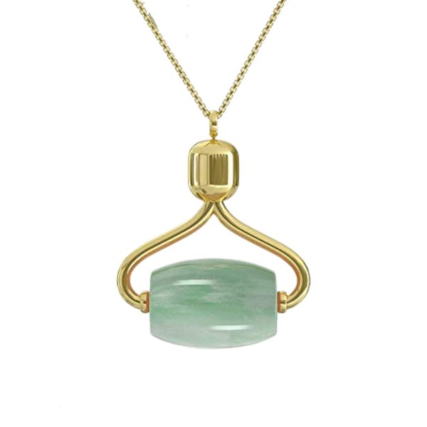 Alana Mitchell Jade Face Roller Necklace – Jade Roller for Face, Neck & Eyes – Bring Anywhere Face Roller Skin Care Tools – 100% Authentic Jade Massage Roller – Self Care Facial Roller Necklace