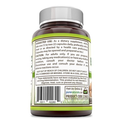 Pure Naturals Burdock Root Supplement | 425 Mg Per Serving | 120 Capsules Per Serving | Non-GMO | Gluten-Free | Made in USA