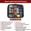 Watch Repair Kit (147 Pieces) - Professional Watch Service Set with Carry Case & User Manual - Battery, Band, Strap, Link Pin, Spring Bar, Back Remover & Replacement - Watch Fixing & Adjustment Tools