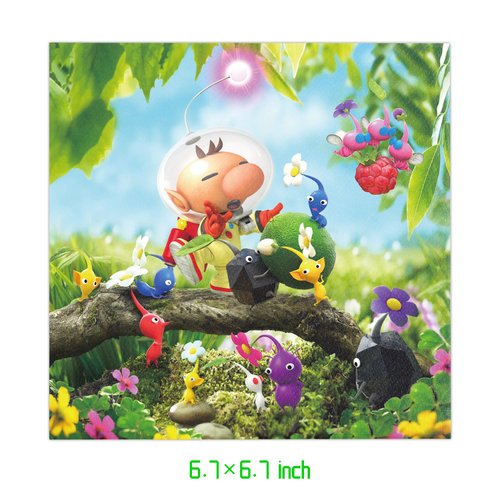 Fuyhiuous 40pcs Pikmin Birthday Party Supplies,Includes 20 Paper Plates - 20 Napkin - Serves 20 Guest for Pikmin Birthday Party Decoration