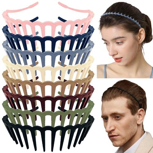 SHEHARUHI 8 PCS Zig Zag Headbands for Women and Girls Shark Teeth Plastic Hair Band 90s Non Slip Comb Spike Clear Headband