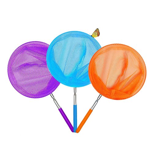Kids Telescopic Butterfly Fishing Nets Perfect Outdoor Tools Colorful for Catching Insects Bugs Fish Ladybird Caterpillar Nets Extendable 34" Inch and Anti Slip Grip