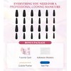 Black Press On Nails Coffin - Aegenacess Press On Nails Long with Glue Stickers, Glitter Stick On Nails for Women, Light Weight Glue On Nails in 12 Sizes, 24pcs Fake Nail Kit