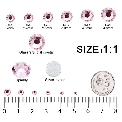 4240Pcs Flatback Pink Rhinestones Glass Crystal Gemstones for Nail Art Jewels Makeup Shiny Round with Tweezers and Picking Pen (SS6~SS20 Set)