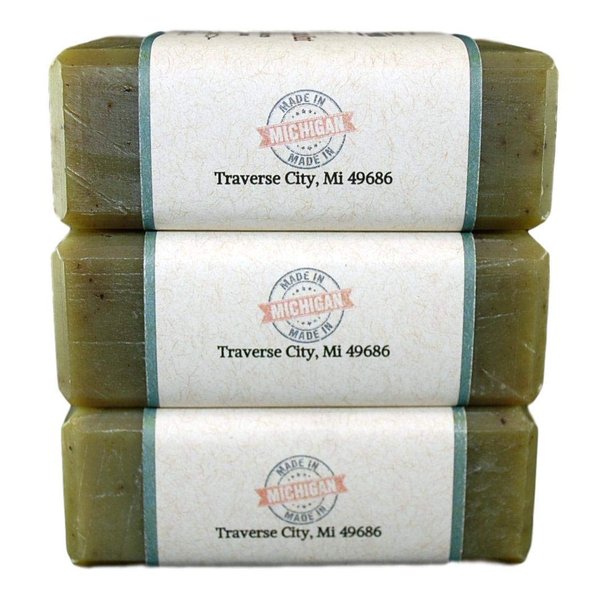 Traverse Bay Bath and Body- All natural handmade cold process bar soap, Eucalyptus and Peppermint, made in the USA, essential oils. 3 bar pack 15 + oz. For men and women, face and body.