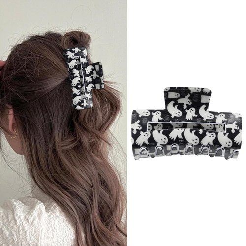 Halloween Claw Clips Ghosts Letter Hair Clips Strong Non-Slip Hair Clips Black Hair Accessories for Women Cute Hair Accessories Claw Clips for Thick Thin Hair Styling Decorate 1Pcs