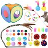 POSAPET Cat Kitten Toys for Indoor Cats 42 Pack,Interactive Kitten Cat Toy Set with Collapsible Cat Tunnel Tube Tent, Cat Kitten Feather Wand Teaser with Bell