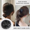 TOBATOBA 3 Pcs Black Lazy Bird's Nest Plate Hairpin, Hair Clips for Women - Bun Maker, Ponytail Holder, Hair Accessories for Women and Girls