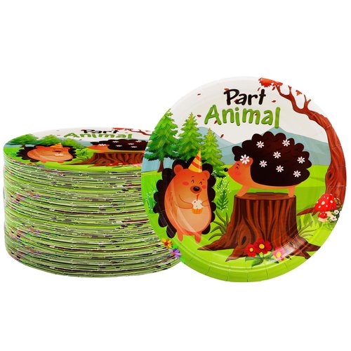 HSPAIDYP 50Pcs Hedgehog Party Supplies,Woodland Baby Shower Paper Plates 7" Hedgehog Party Dessert Plate Forest Animal Plates Boy Girl Gender Reveal Decor Hedgehog Theme Birthday Party Decor
