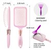 RHOS Paddle Brush for Women & Men - Detangler for Thick, Curly, Long, Wet & Dry Hair - Nylon Bristles Square Cushion Brush for Smoothing and Detangling (1 Pack - Pink)