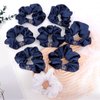 CIEHER 8 Pcs Hair Scrunchies for Bachelorette Party Favors, White Hair Scrunchie for Bride Pink Bridesmaid Scrunchies Hair Ties, Bridal Shower Bride Bridesmaid Proposal Gifts (White & Dark Blue)