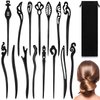 15 Styles Chinese Hair Sticks for Women Wood Hair Chopsticks Chinese Hair Pin Handmade Carved Pencil Hair Stick Retro Barrettes with Flannel Bag
