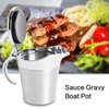 Stainless Steel Double Insulated Gravy Boat Sauce Jar with Hinged Lid, Perfect for Serving Jars of Gravy or Cream for Thanksgiving, Halloween, Christmas (450ML）