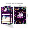 4x6 Roller Skate Birthday Invitation, Party Invitations, Glow Neon Party Favors, Roller Skate Party Decorations, Kids Birthday Invitations, 20 Cards with 20 Envelopes.(45) (Roller(45)) (roller(23))