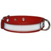 Genuine Leather Reflective Dog Collar 22" Long 1.25" Wide Red Fits 15.5"-19.5" Neck