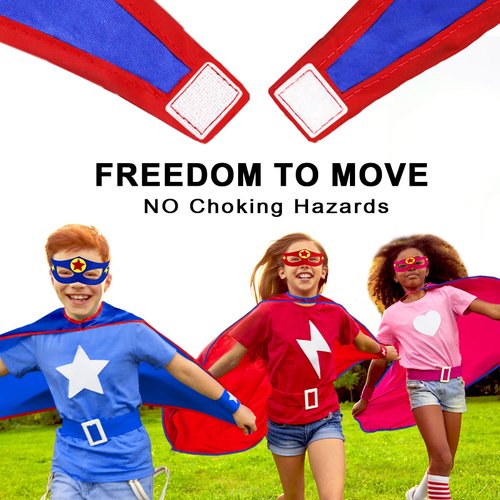 iROLEWIN Star Superhero-Capes and Masks for Kids Party Favors - 12 Bulk Pack Super-Hero Dress-Up Costumes for Girls Boys Play Gifts