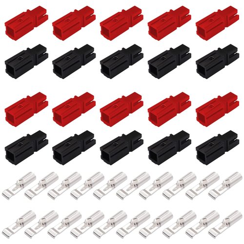smseace 40Pcs 30Amp Power Connectors 1.5-4mm² (20-12AWG) Quick Disconnect Power Pole connectors,Including 10pcs Red/10pcs Black housing，20pcs 30A Contacts Battery Connector Modular Power Connector