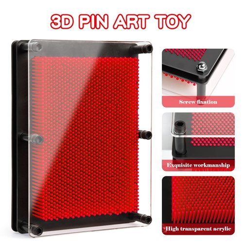 ENJSD 3D Pin Art Toy, Pin Art Board Pin Art Toy for Kids, Sensory Toys for Age 3, 4, 5, 6, 7, 8, 9, 10+ Years Old Kids Boys Girls, Toddler Toys Birthday Gifts Baby Girl Boy Gifts Fidget Toys(Red)