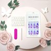 Vopintpy Purple Gradient Press on Nails Long Oval Fake Nails Glossy Almond Glue on Nails Reusable Acrylic Stick on Nails for Women DIY Manicure Decoration