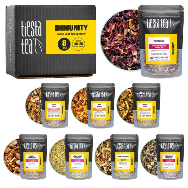 Tiesta Tea - Herbal & Rooibos Tea Dry Flight Sampler, Caffeine Free Hot & Iced Tea, Premium Loose Leaf Tea Sample Set with Herbal, Rooibos, Hibiscus & Turmeric Tea - 8 Resealable Sample Pouches