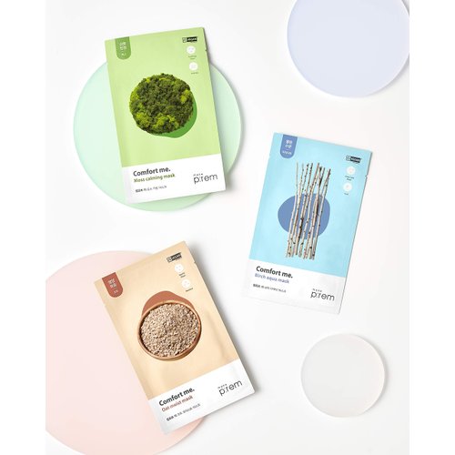 MAKE P:REM Comfort Me. Vegan Face Mask Trial SET, pH 5.5 Korean Facial Sheet Mask for Men and Women, EWG Green, No Artificial Fragrance, EVE VEGAN, 1EA Each, Pack of 3