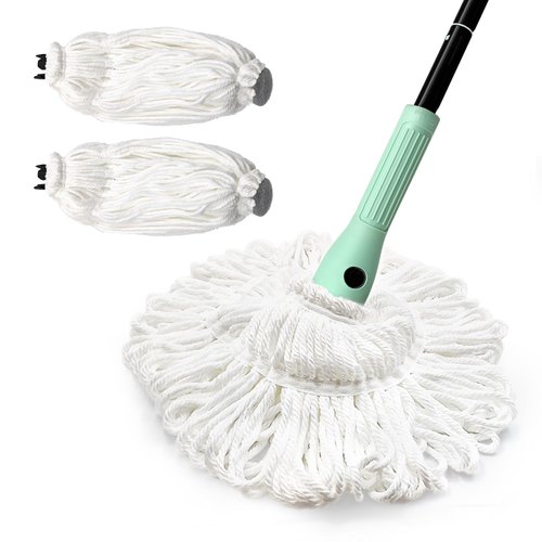 DALIPER Self Wringing Twist Mop with 57.5 Inches Long Handle, Dry Wet Microfiber Floor Mop with 2 Reusable Heads for Cleaning Hardwood Tile Marble Vinyl Laminate Home Lobby Kitchen Office