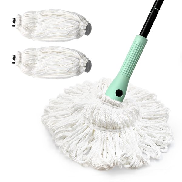 DALIPER Self Wringing Twist Mop with 57.5 Inches Long Handle, Dry Wet Microfiber Floor Mop with 2 Reusable Heads for Cleaning Hardwood Tile Marble Vinyl Laminate Home Lobby Kitchen Office
