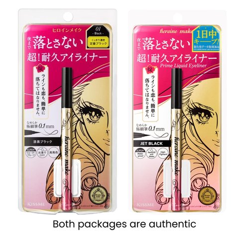 Heroine Make by KissMe Prime Liquid Waterproof Eyeliner for Woman and Sensitive Eyes, Long-lasting & Ultra Thin Tip for Precise Japanese Eye Makeup 01 Jet Black 0.4mL/0.01 Fl Oz