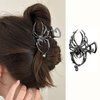 Halloween Spider Hair Clips Black Metal Hair Claw Clips Exquisite Black Spider Hair Jaw Clips with Rhinestones Pearls Design Strong Hold Nonslip Alloy Hair Claw Clip Halloween Hair Accessories 1PCS