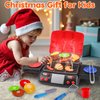 Kids Play Food Grill with Pretend Smoke Sound Light Kitchen Playset BBQ Accessories Camping Cooking Set Barbecue Toddler Girl Boy Toy 2 3 4 5 6 Year Old 4-8 Birthday Kid Toy Idea
