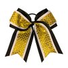 New "CONFETTI DOTS Black Yellow Gold" Cheer Bow Pony Tail 7 Inch Girls Hair Bows Cheerleading Dance Practice Football Games Competition Birthday Grosgrain Ribbon
